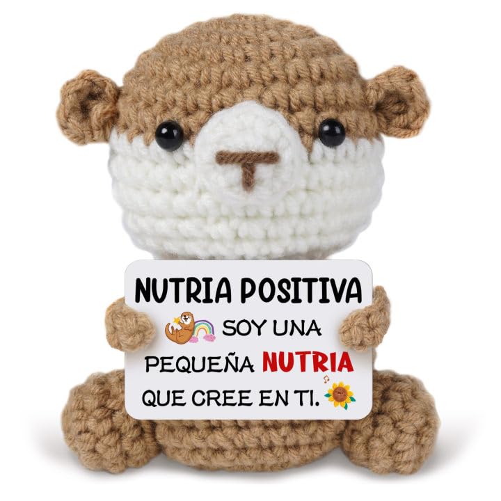 Vetbuosa Regalo Positivo para Mujer, Regalos Amigas Originales - Nutria de Ganchillo con Mensaje Positivo, Regalo Original Amiga, Ideal para Cumpleaños, Aniversario o Navidad
