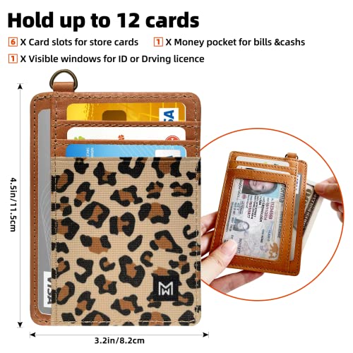 Image of Wallet Slim Minimalist Elastic&Leather Vertical Wallet,RFID Blocking Credit Card Holder Card Cases, leopard print