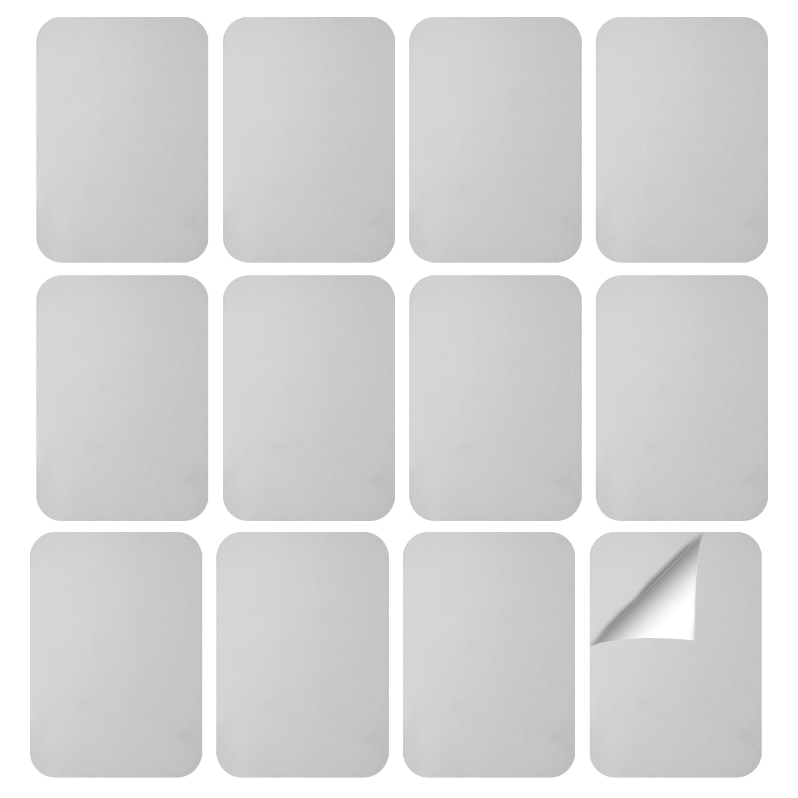 12 Pack Under Cabinet Light Metal Adhesive Strips for Magnetic LED Lights, Replacement Iron Plates Sticky Mounting Brackets for Closet Kitchen Wardrobe Counter Lighting Holders (Not Magnetic)