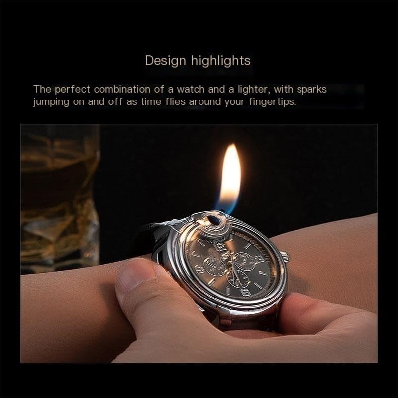 Encendedor Creativo 2-en-1 con Función Reloj Negro miniatura 2