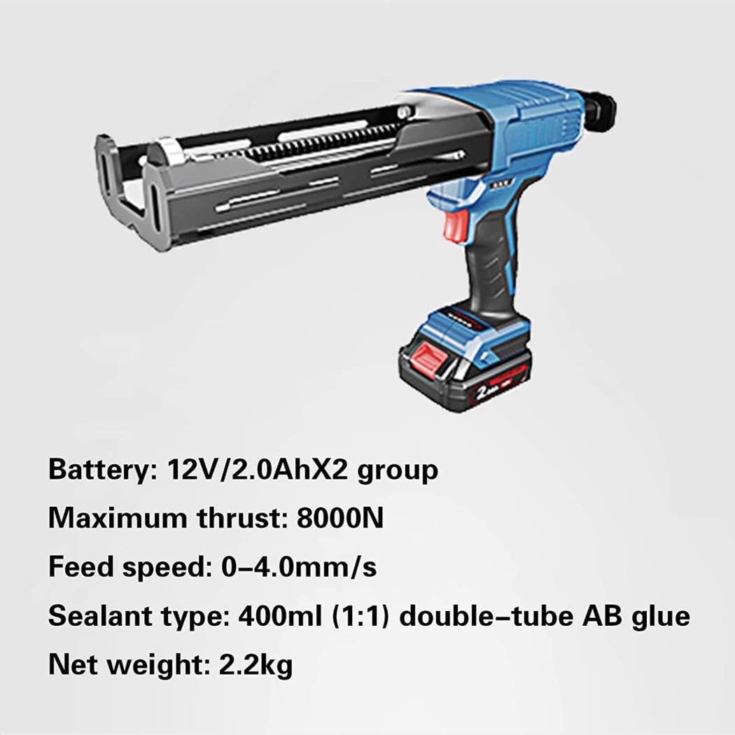Elektryczny pistolet do masy uszczelniającej 12 V, bezprzewodowy, podwójny wkład z klejem, pistolet do masy uszczelniającej, 400 ml, automatyczny, dwuskładnikowy aplikator