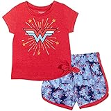 DC Comics Justice League Wonder Woman Baby Girls T-Shirt Shorts Set Blue/Red 18 Months
