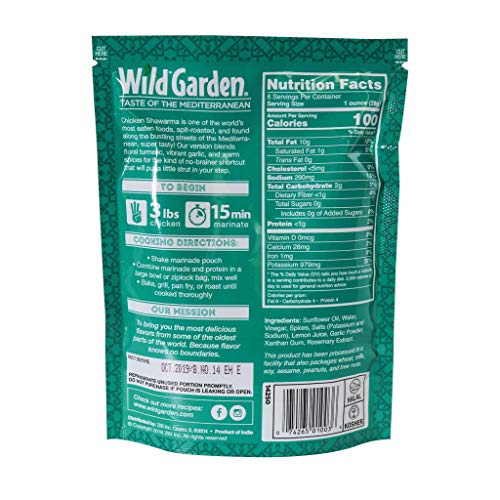 Wild Garden Ready-To-Go Chicken Shawarma Marinade, 100% All Natural, No Additives, No Preservatives, Bold, Flavorful, Perfect for Chicken, Grilling! 6 pack