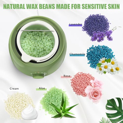 Kit de depilação – Aquecedor de cera para depilação, grãos de cera dura para corpo inteiro, pernas,