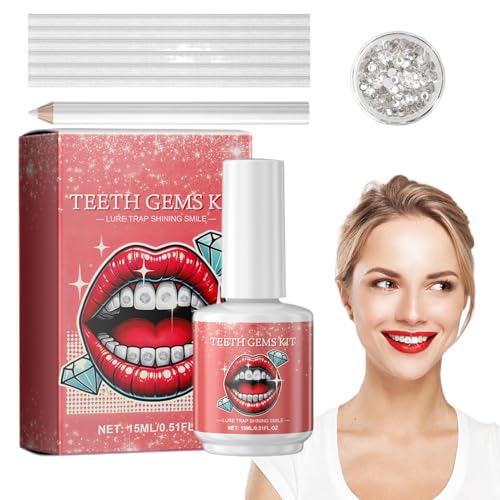 Kit gemas dientes - Kit diientes soportable | Juego gemas larga duración con pegamento | Set desmontable dientess moda | Adornos HOMM extraíbles