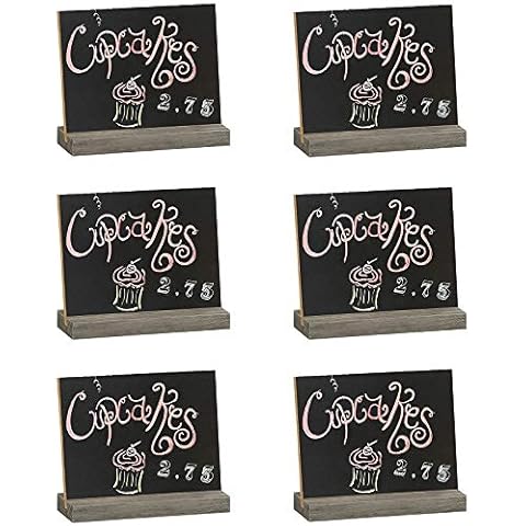 Mini Chalkboard Sign Small Wooden Blackboard Table Top Chalkboard with Plinth Chalkboard Signs with Base Stand for Restaurant, Wedding, Bar Countertop, Home and Party Event Decoration 6 Pieces Cover