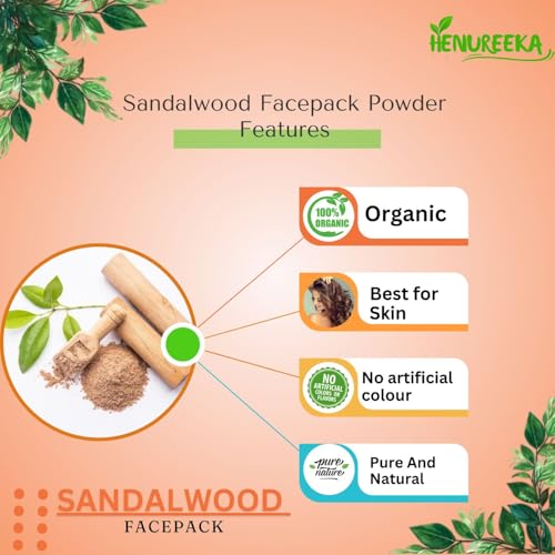 Image of Sandalwood Face Pack Powder Natural Glow & Skin Radiance Paraben-Free Enriched with Multani Mitti, Mint, and Rose Powder -100g