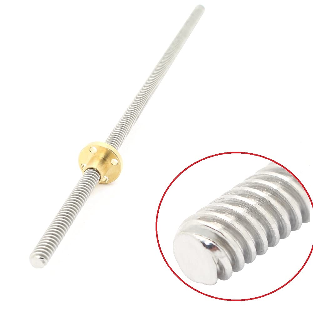 Lysee 3D Printer Parts & Accessories - Lead Screw 100mm 150mm 200mm 300mm 350mm 400mm 500mm 3D Printers Parts 8mm Trapezoidal Screws Copper Nuts Leadscrew Part - (Size: 150mm)