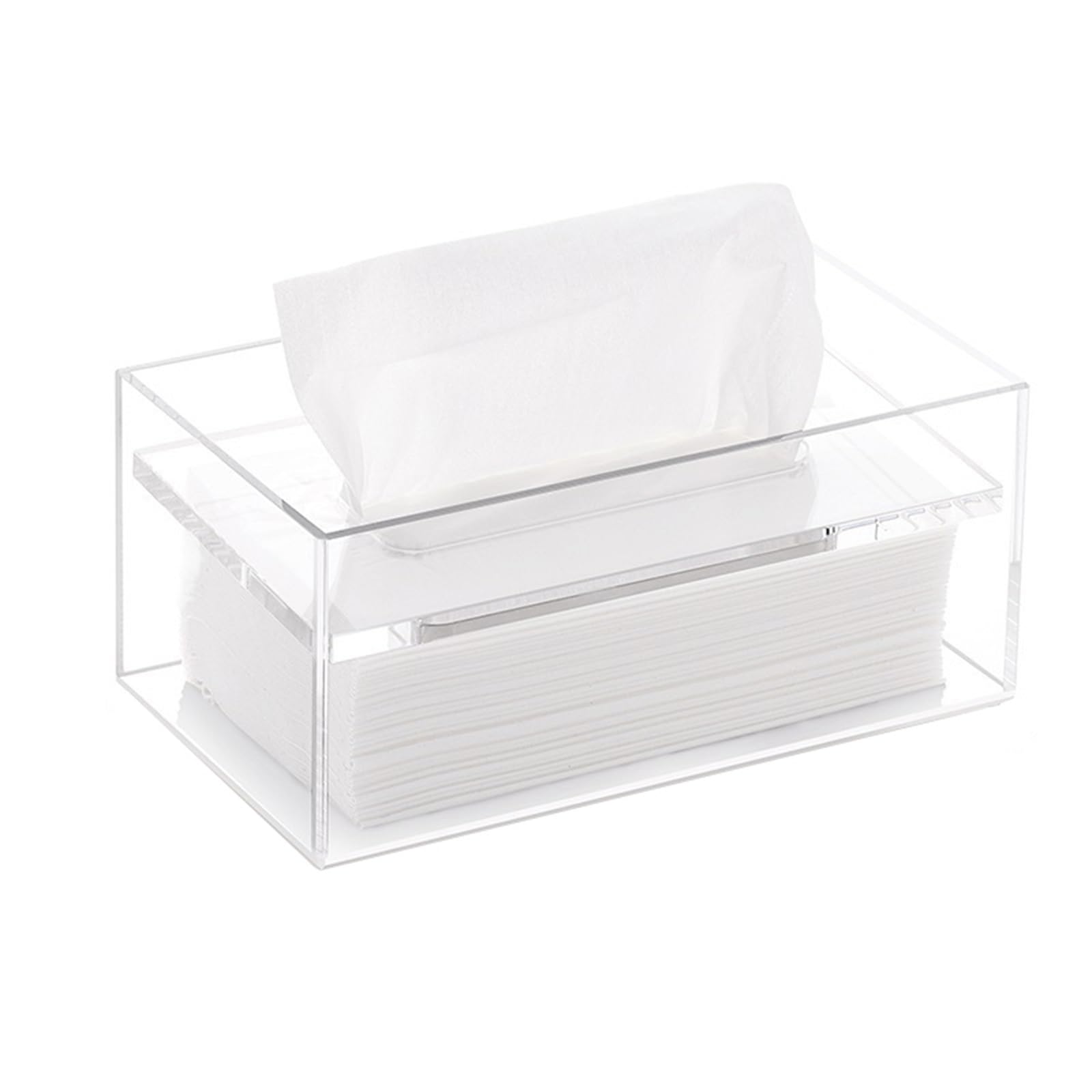 Multifunctional Tissue Box Holder Acrylic Tissue Box Cover Rectangular Facial Holder For Bathroom Kitchen Bedroom Office Decorative Napkin Holder(White,Small)