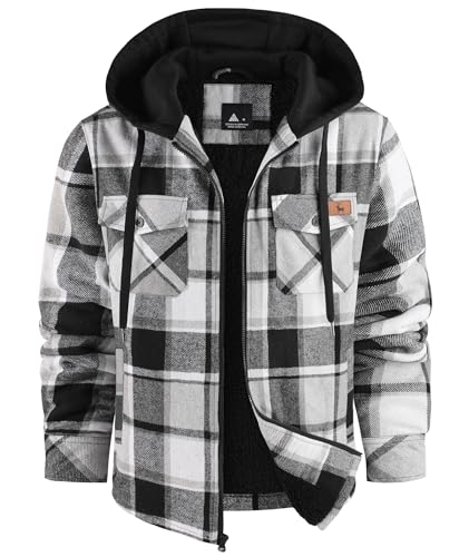 Dekomere Men's Thick Fleece Plaid Jacket Flannel Shirts Sherpa