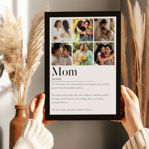 Image of Art Street Personalized Gift for Mother, MOM Photo Frame | 6 Image Collage with Custom Text, Customized Photo Frame for Mother, Wall Decor for Bedroom Living Room, A4 Size 8x12 Inch