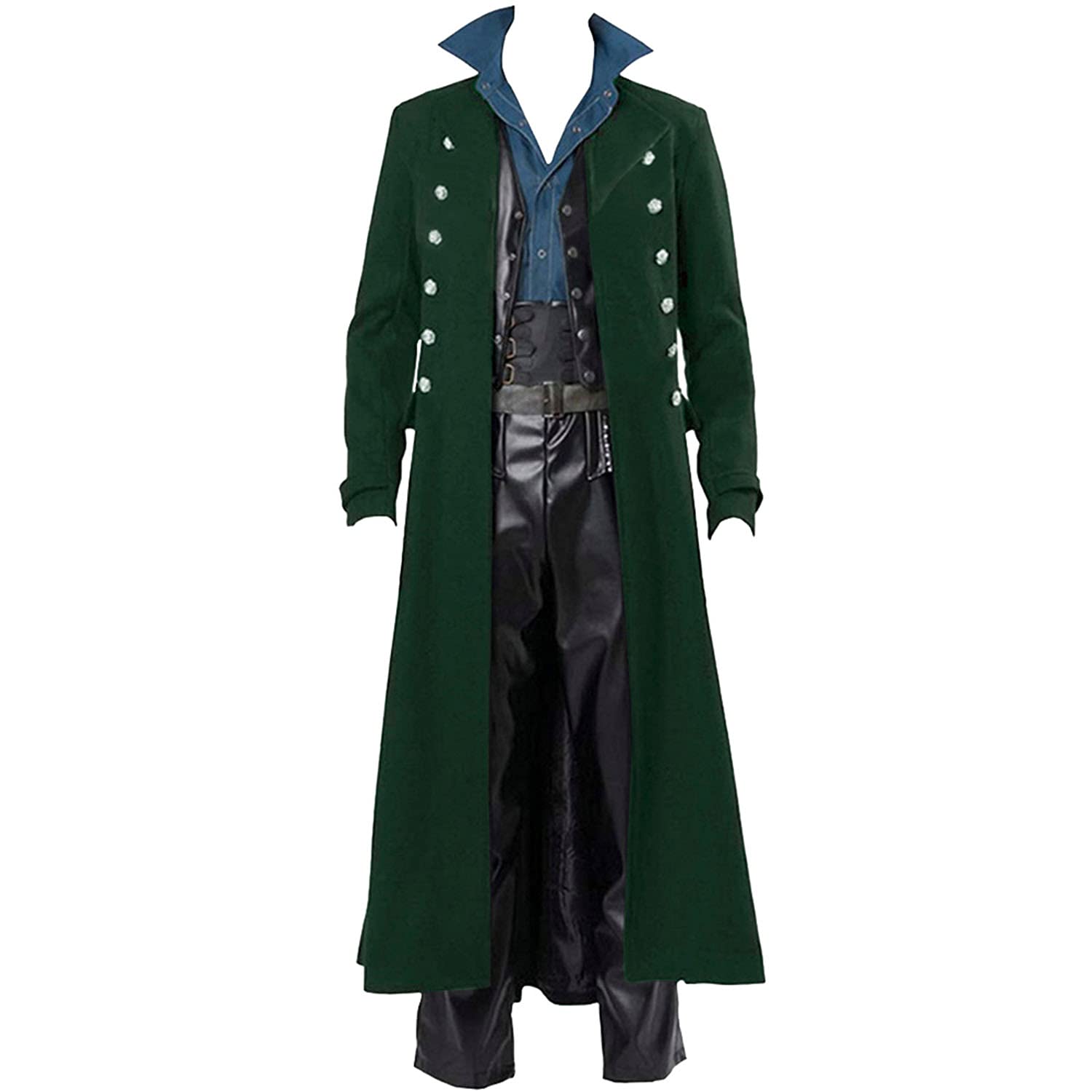 BITSEACOCO Mens Gothic Renaissance Trench Coat Jacket Halloween Costume, Green, Medium — image 1