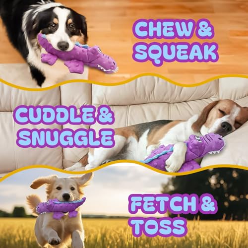 Juguete mordible y sonoro para perros AdoPet cocodrilo 14 pulg miniatura 6