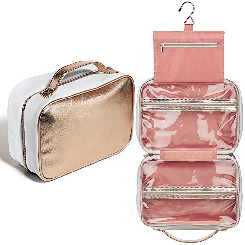 Kulturbeutel zum Aufhängen Damen Groß | Fächer Kulturtasche & Make Up Organizer Tasche mit viel Platz & Haken zum Aufhängen | Kosmetiktasche mit Fächern von Lily England, Roségold