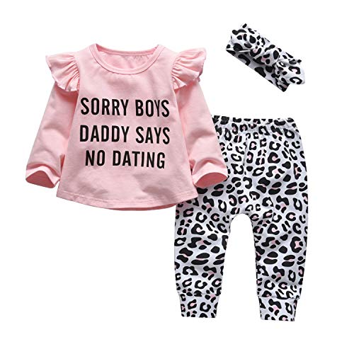 Image of 3Pcs Baby Girl Clothes Long Sleeve Letter Tops Casual Pants and Headband Outfit Set