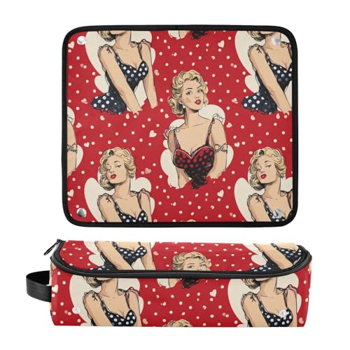 Bolsa para herramientas de cabello Art Lady Red que sostiene secador, rizador, planchas y organizador de accesorios para cabello resistente al calor, portátil para viaje para mujeres miniatura 3
