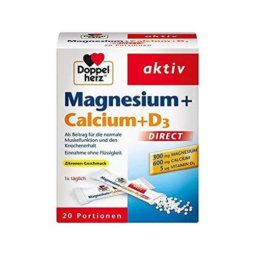 Doppelherz | Vitamins & Minerals Supplement |Magnesium + Calcium + Vitamin D3 | Enhance The Normal Muscle Function and Bone Preservation | 20 Stick Bags (1 Stick per Day)