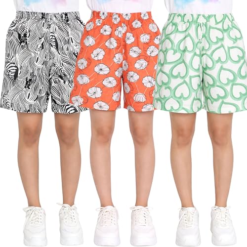 Image of TotzTouch Shorts for Kids Girls Pack of 3 | Summer Cotton Shorts| Kids Casual Cycling Shorts