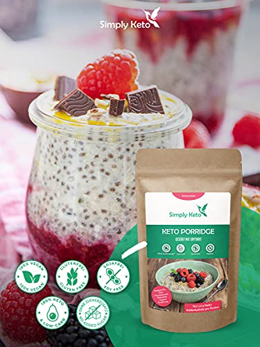 Simply Keto Porridge ohne Zuckerzusatz - 95% weniger Kohlenhydrate - Ohne Haferflocken - Geeignet für Lower Carb* Frühstück & Ketogene Ernährung - Paleo, Vegan & Glutenfrei - (260g)