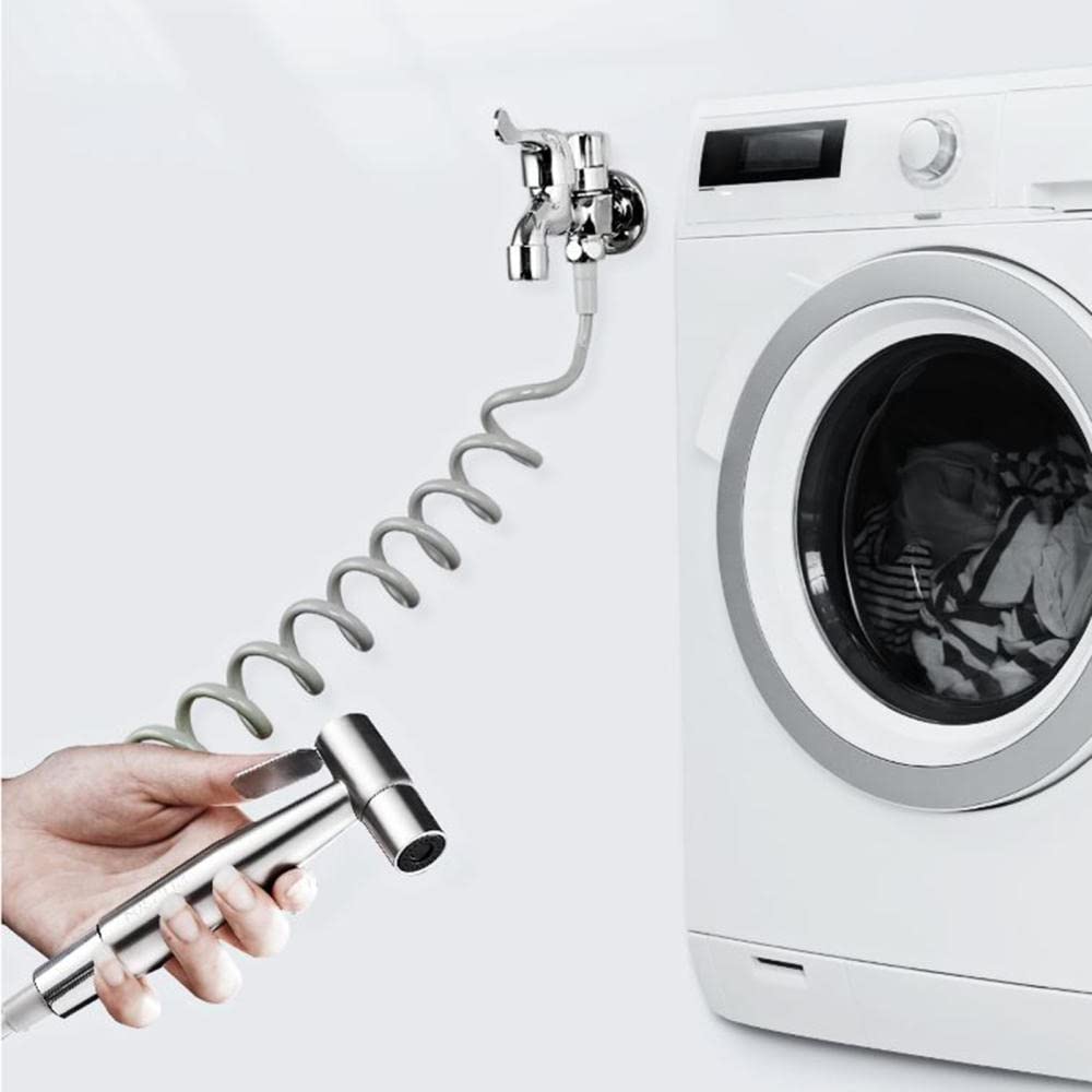 manguera de inodoro manguera ducha gris manguera de ducha 2 metros Manguera de ducha flexible Manguera de resorte para bidé Adecuado para pistola rociadora de baño Inodoro de balcón (gris)-5m
