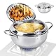 RANJIMA Frittiertopf Im Japanischen Stil, 20cm Fritteuse Topf, Japanische Tempura Fritteuse Topf mit Thermometer, Kleiner Edelstahl-Topf mit Deckel und Abtropfgestell für Pommes Frites,Garnelen,Fisch