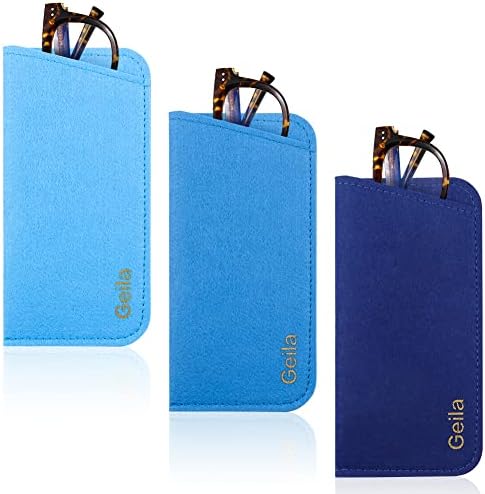 3 Pack Glasses Case, Geila Felt Eyeglasses Pouch Case, Soft Slip in Pouch Holder Case Bag, Glasses Storage Case Makeup Pouch Spectacles Sleeve