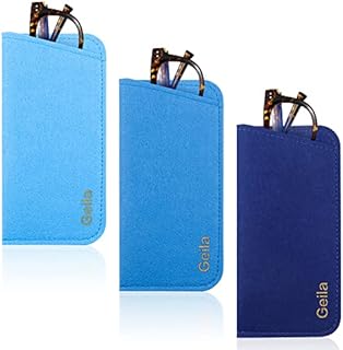 3 Pack Glasses Case, Geila Felt Eyeglasses Pouch Case, Soft Slip in Pouch Holder Case Bag, Glasses Storage Case Makeup Pouch Spectacles Sleeve