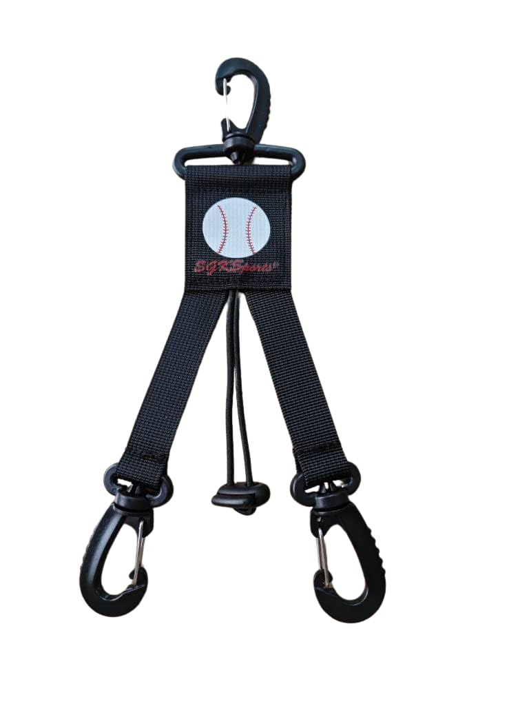 SGKSports Baseball Softball Gear Hanger - 3 in 1 Dugout Organizer and Bat Holder with 2 Clips - Versatile Hiking and Camping Accessories