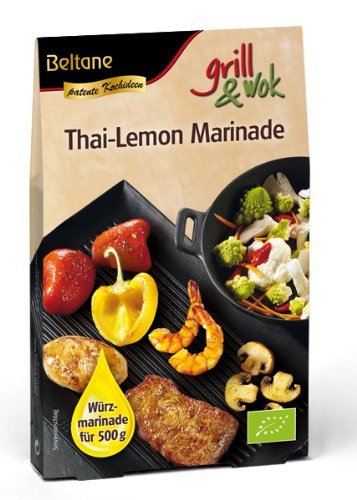 Beltane grill&wok Thai-Lemon Marinade für 500 g Fleisch, Gemüse oder Fisch, 5er Pack (5 x 50 g) - Bio