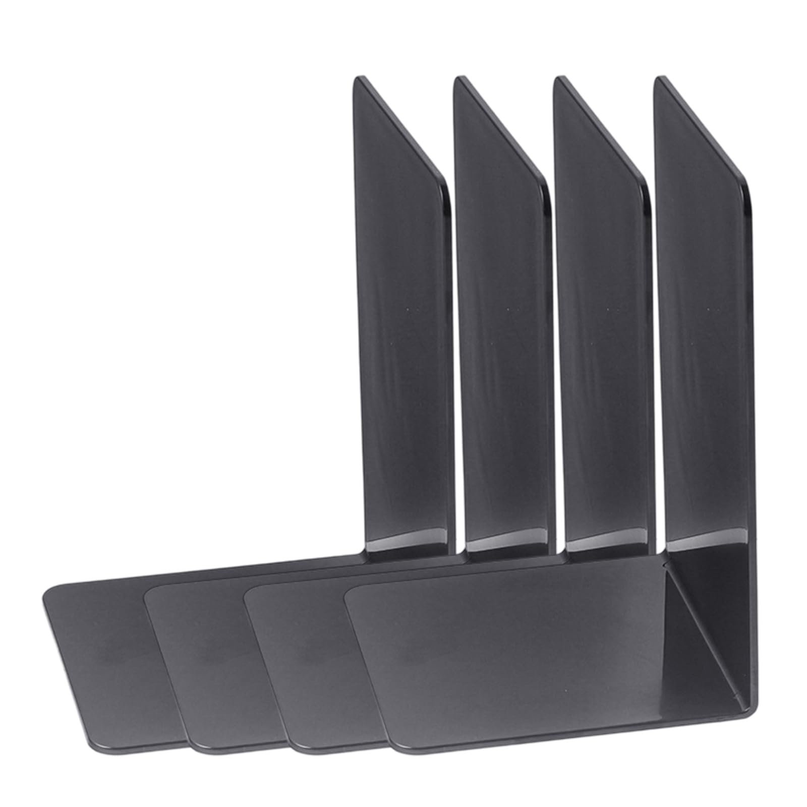 4 Pcs Acrylic Bookends Book Holders Stand Book Stoppers L-Shape Bookends Desk Organisers for Books Magazines End