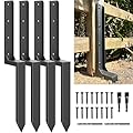 ARKSOLDIER Fence Post Repair Kit - One-Piece Steel Anchors & Stakes to Quick Fix Broken/Leaning 4x4/6x6 Wood Posts Support (Thickened 11-Gauge, 4-Pack)