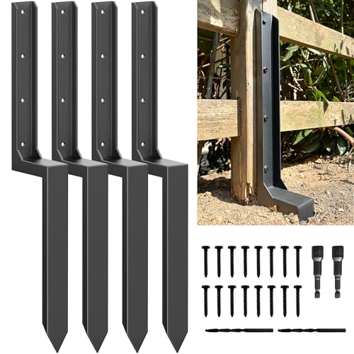ARKSOLDIER Zaunpfosten Reparaturset – Einteiliger Stahl-Anker zur schnellen Reparatur von gebrochenen/wackeligen 9x9/10x10 cm Holzpfosten (3mm stark, 4er-Pack)