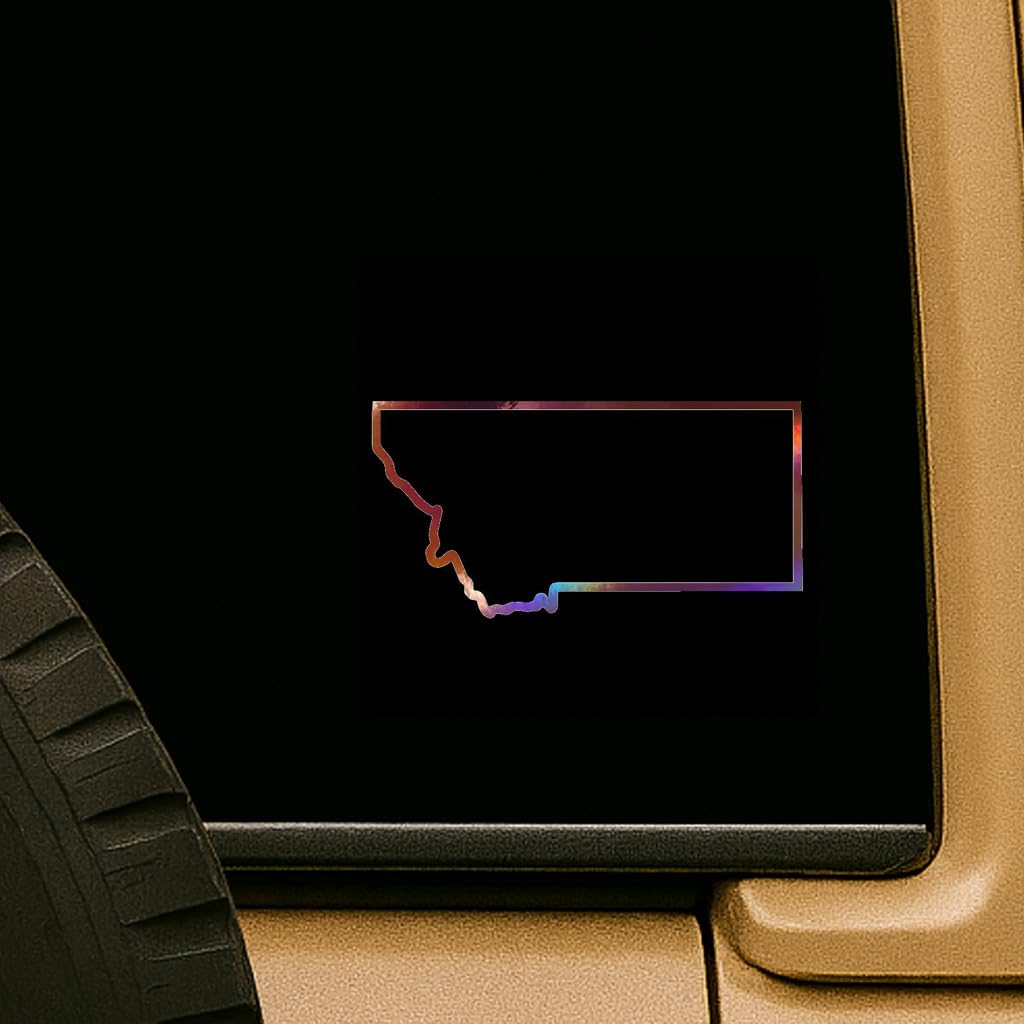 Rose Gold Hologram Sticker Montana State Outline Map Silhouette USA Sticker Laptop Bumper Window Decal Cacomania