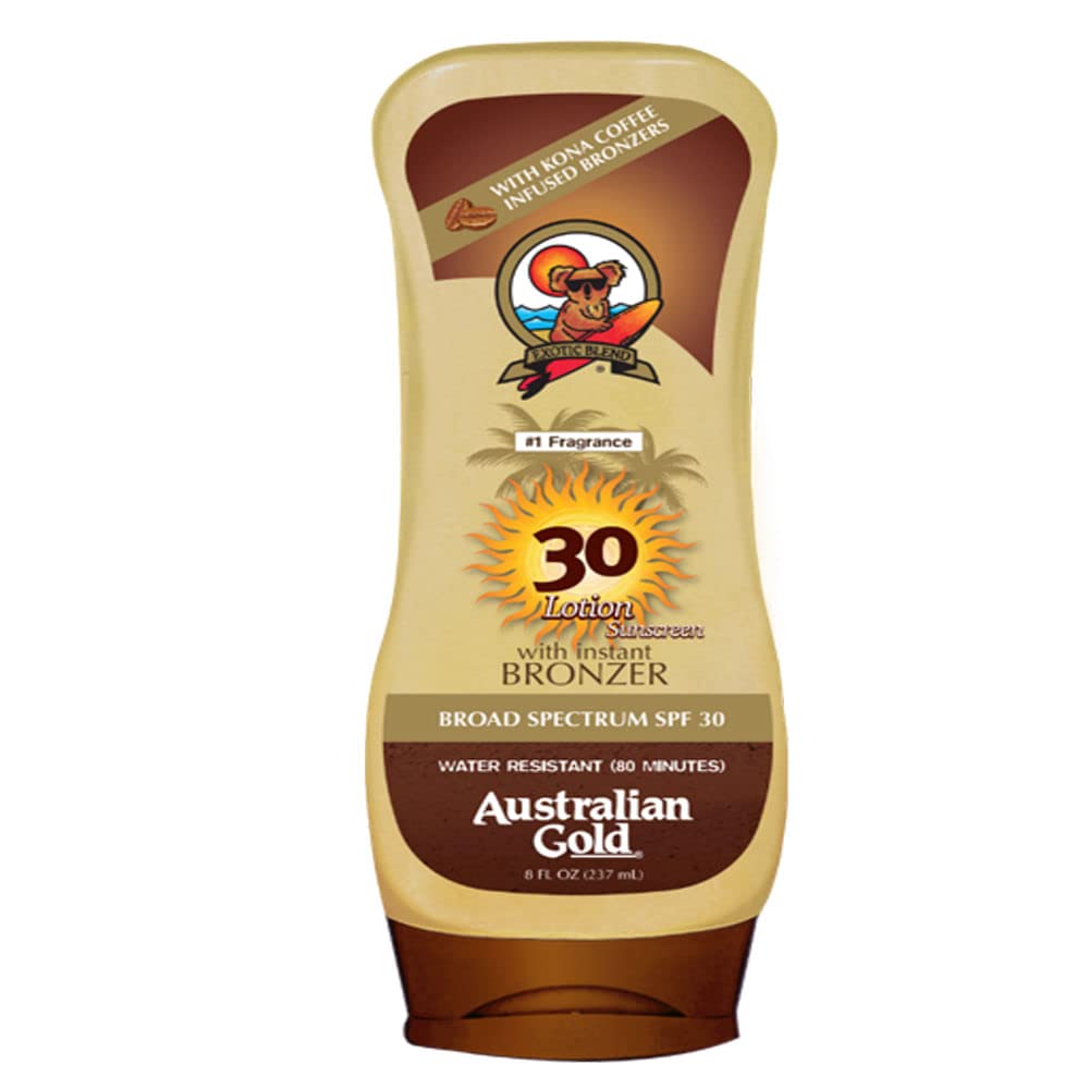 Australian Gold Lotion Sunscreen Broad Spectrum SPF 30 with Instant Bronzer 237 ml