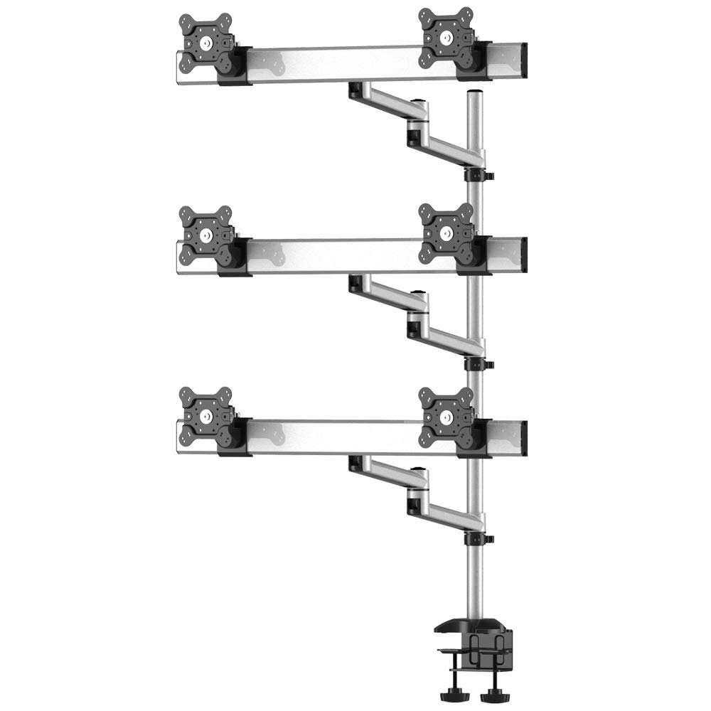 Continews Sixfold Pro Six Monitor Three Rows Desk Mount Dual Swivel Arm