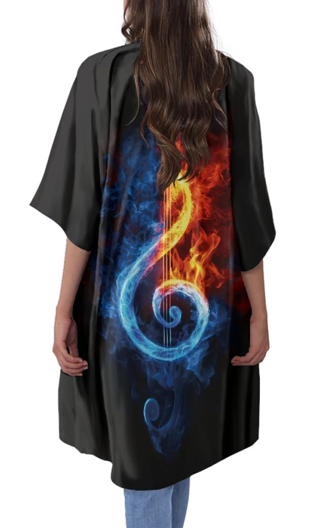 GLUDEAR Womens Paint Oil Painting Printed Open Front Long Cardigan Shirt Kimono Outwear Coat