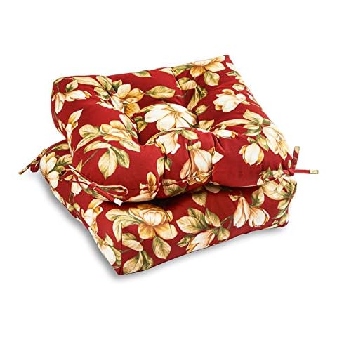 South Pine Porch Outdoor 20-inch Square Tufted Seat Cushion, Set of 2, Roma Floral 2 Count Cover
