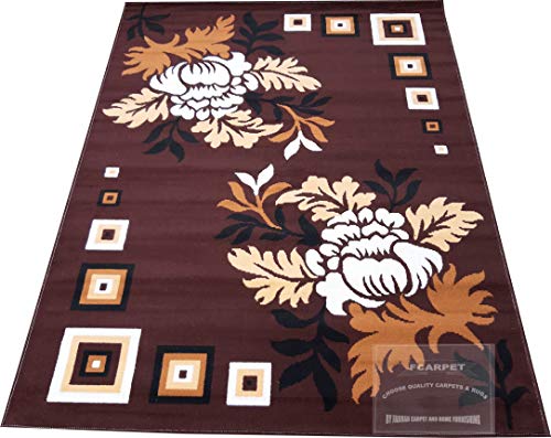 Image of Floral Carpet with Velvet Touch 8x11 Feet Brown Multi
