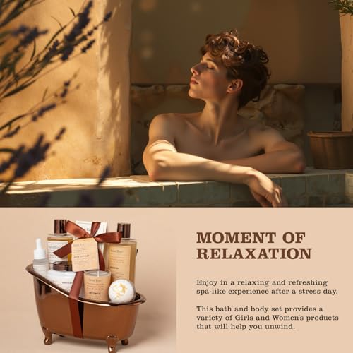 Image of Fathers Day Gifts for Men Dad Birthday Gifts Spa Kit Cedar & Bergamot Scents Bath Gift Set and Shower Gift Bath and Body Gift Basket Set Mans Gift Bath Spa Kit Spa Baskets, Home Spa Care Men Gift set