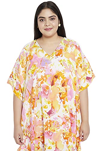 Image of Oussum Women Plus Size Kaftan Kimono Loose Maxi summer dresses for women Beach 3 /4 Sleeve Casual lounge dress Boho
