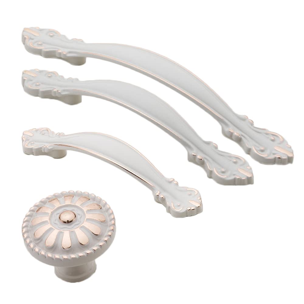 6 Pcs Vintage Cabinet Handles, Carved Drawer Pull Handles Antique Cupboard Bow Pulls with Screws for Home, Kitchen, Wardrobe