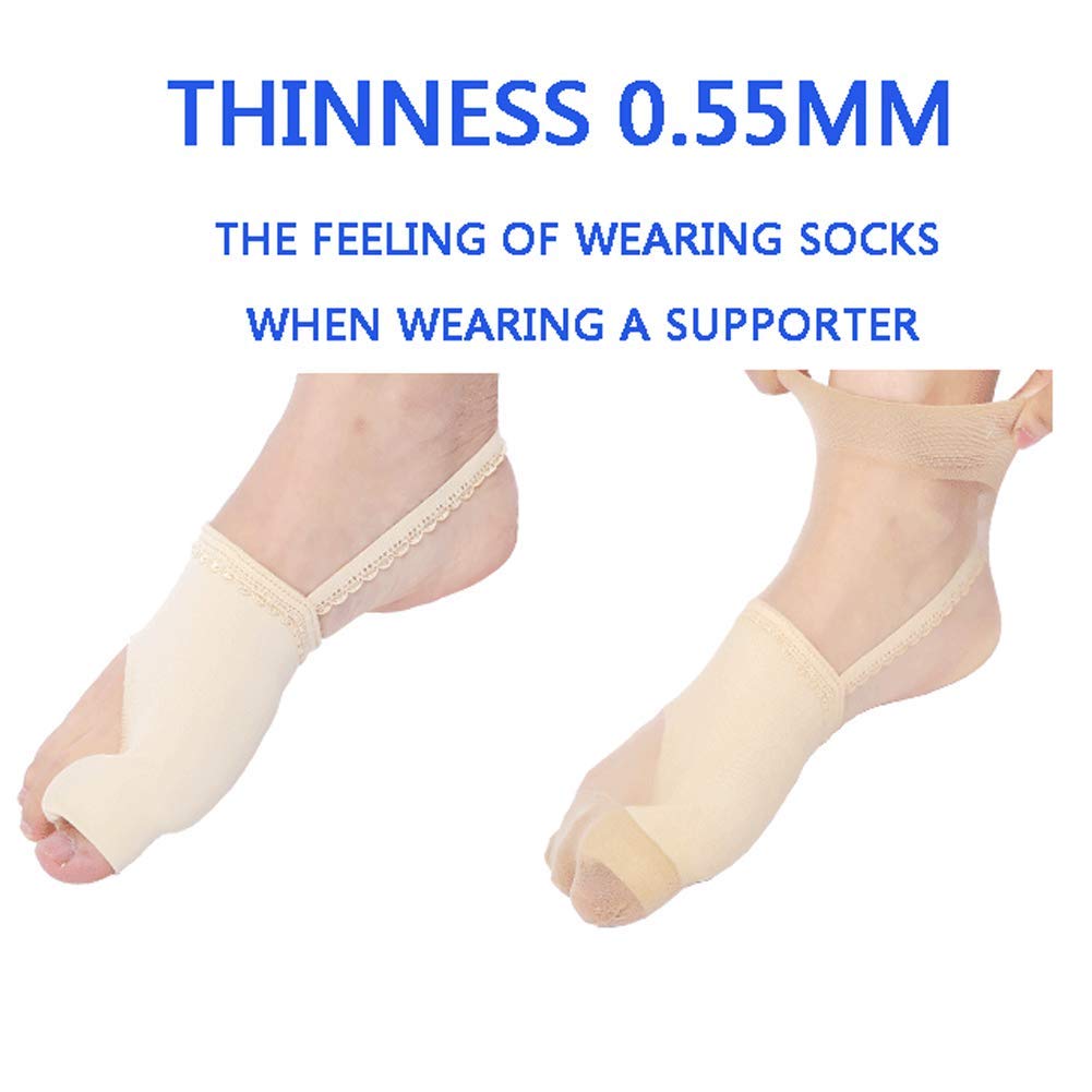 Separator palców i prostownica, hallux Valgus Aid Splint, Gel Bunion Stretchers Spacer Corrector, redukuje ból palców młotkowych, 1 para beżowych