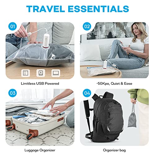 Vmstr Travel Vacuum Storage Bags With Usb Electric Pump, Compression Storage Bags For Clothes, Luggage Size Space Saver Bags For Travel Essentials #TOP1