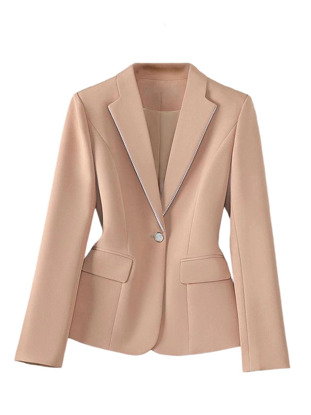 Womens Lapel Business Blazer Slim Versatile Jacket Long Sleeve Single Button Solid Coat