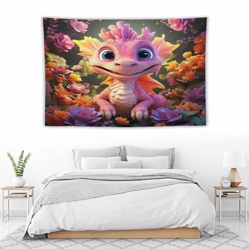 Ptérosaure mignon drapé mural grand format tissu décoration chambre ado