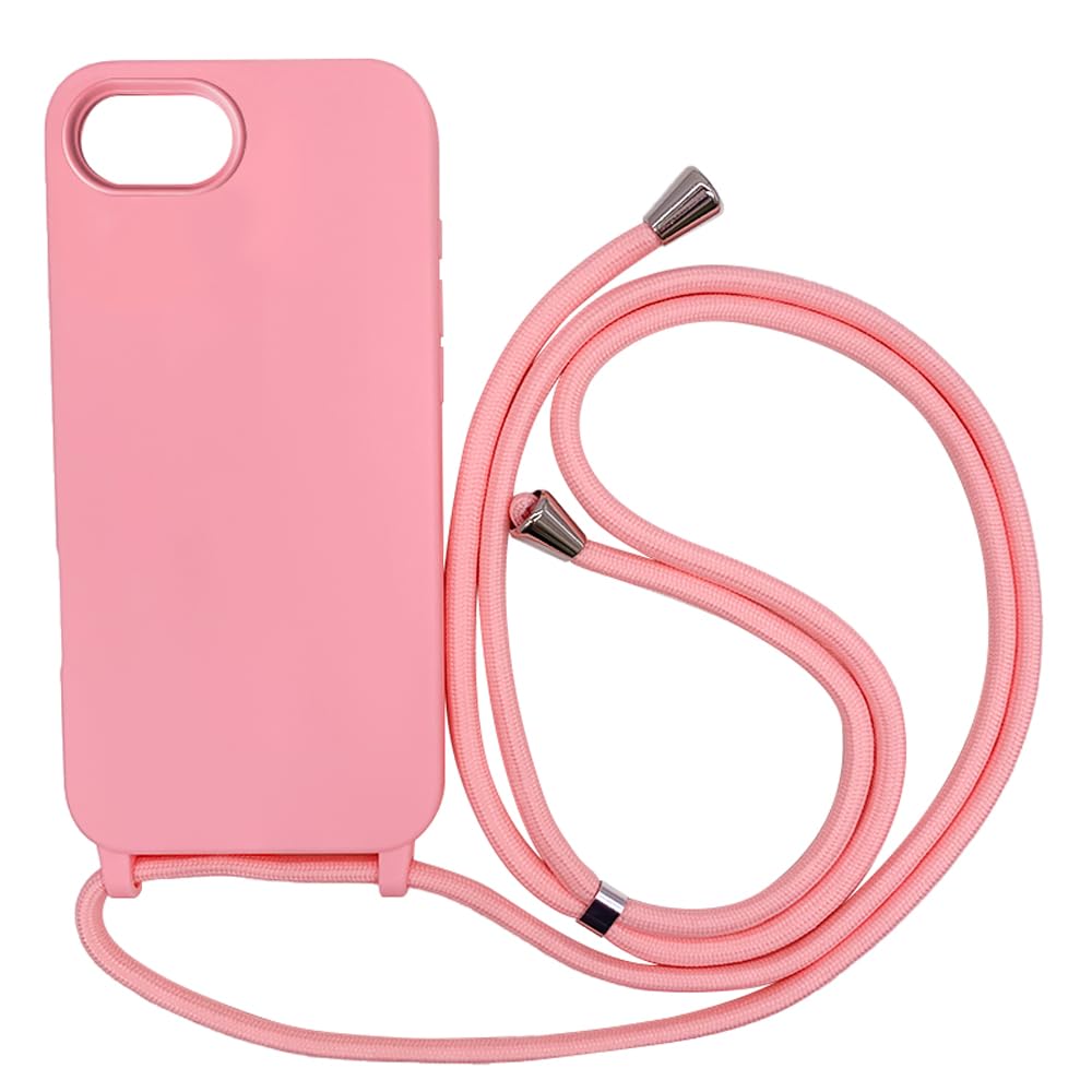 Funda Compatible con iPhone 16(6.1"),Ajustable Collar Correa de Cuello Cordón Cuerda Carcasa TPU Bumper Silicona Skin Caso para iPhone 16(6.1")-Rojo — view 74