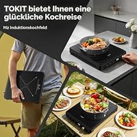TOKIT Induktionskochfeld 2000 W 1 Platte, Induktionskochplatte mit 9 individuellen Leistungsstufen, 90-Minuten-Timer, Ultradünn 40 mm, Schwarz für die Küche (M2) – Ansicht 7