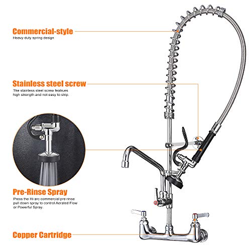 image for MSTJRY Commercial Faucet with Sprayer, Commercial Sink Faucet with Pre