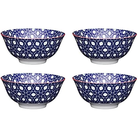 KitchenCraft Set of 4 Glazed Stoneware Bowls Cover