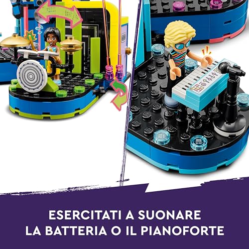 Friends Il Talent Show di Heartlake City, Giochi Musicali per Bambine e Bambini da 7 Anni in su con 4 Mini Bamboline tra cui Ley-La, Palco Giocattolo Girevole, Strumenti e Accessori 42616 - Lego - Immagine 6